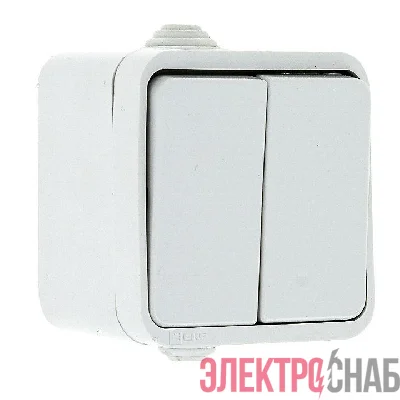 Выключатель 2-кл. ОП Прага 10А IP44 бел. EKF EKV10-023-10-44