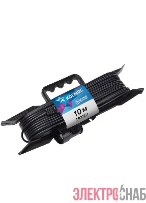 Удлинитель-шнур на рамке 1х10м 6А IP20 1.3кВт ПВС 2х0.75 КОСМОС YPKsm10m-1g(6A)