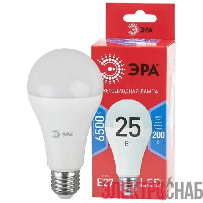 Лампа светодиодная RED LINE LED A65-25W-865-E27 R 25Вт A65 груша 6500К холод. бел. E27 Эра Б0048011