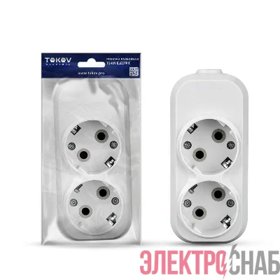 Колодка удлинителя 2-м 16А с заземл. АБС-пластик бел. TOKOV ELECTRIC TKE-C01-KU2-Z