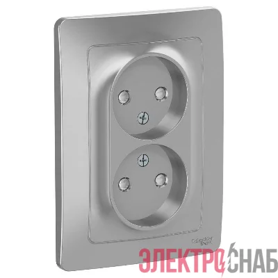 Розетка 2-м СП Blanca 16А IP20 250В без заземл. защ. шторки алюм. SchE BLNRS000123