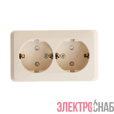 Розетка 2-м ОП Этюд 16А IP20 250В с заземл. защ. шторки крем. SE PA16-008K