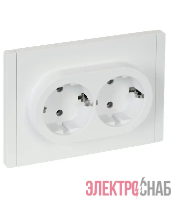 Розетка 2-м СП FORTE&PIANO FP224 16А с заземл. без защ. шторок безвинт. крепл. бел. IEK FP-R21-16-1-K01
