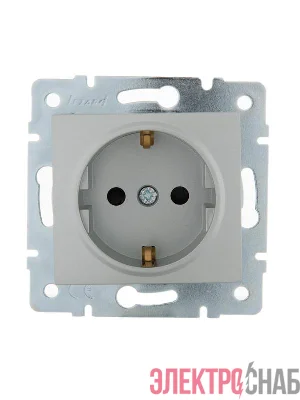 Розетка 1-м СП Karina с заземл. защ. шторки термопласт механизм матов. серебр. LEZARD 707-4388-124B
