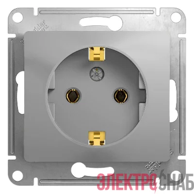 Розетка 1-м СП Glossa 16А IP20 с заземл. механизм алюм. SE GSL000343
