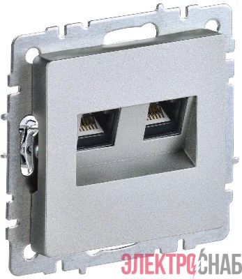 Розетка компьютерная двойн. СП RJ45 кат.6 BRITE РК11-2-БрА механизм алюм. IEK BR-K20-2-K47
