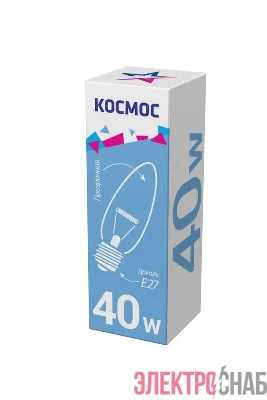 Лампа накаливания Свеча 40Вт E27 прозр. Космос LKsmSCnCL40E27v2