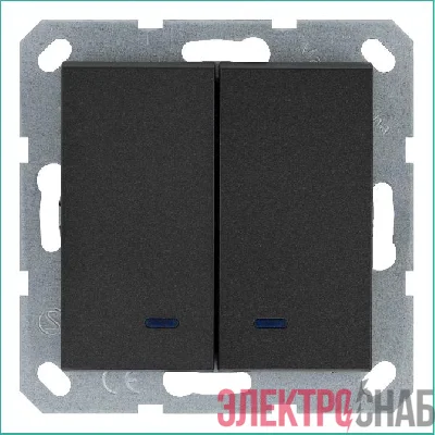 Выключатель 2-кл. 10А IP20 с подсветкой механизм антрацит Jasmart G3023NB
