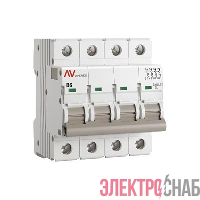 Выключатель автоматический модульный 4п B 6А 6кА AV-6 AVERES EKF mcb6-4-06B-av