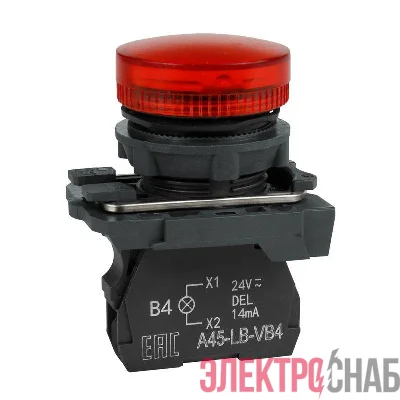 Лампа сигнальная OptiSignal D22 C5-L-M4 красн. пластик 230-240VAC XB5AVM4 КЭАЗ 332190