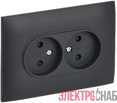 Розетка 2-м SKANDY 10А без заземл. защ. шторки в сборе SK-R09T титан IEK SK-R23-10-K48-F