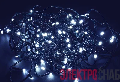 Гирлянда "Нить" 10м 100LED бел. IP20 провод зел. 230В с контроллером 8 режимов IEK LGDB110-2-100-10-G-S-20