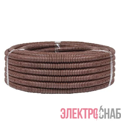 Труба гофрированная ПВХ d20мм с протяжкой темн. дерево (уп.25м) Plast PROxima EKF tg-z-20d