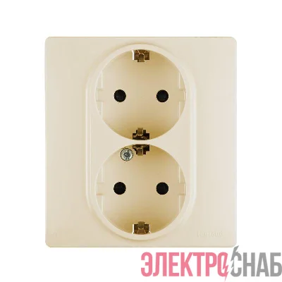 Розетка 2-м СП Etika 16А IP31 250В 2х2P+E с заземл. защ. шторки немецк. стандарт безвинт. клеммы сл. кость Leg 672333