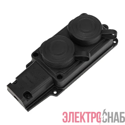Колодка удлинителя 2-м 16А IP44 230В 2P+PE влагозащ. каучук PROCONNECT 111-112-4