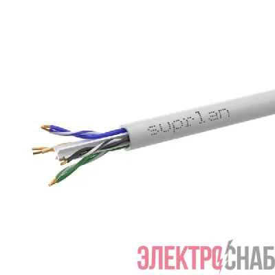 Кабель витая пара U/UTP кат.6 4х2х23AWG solid Cu PVC Six сер. (м) SUPRLAN 01-0316-1