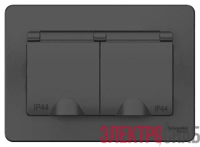 Розетка 2-м СП Blanca 16А IP44 250В с заземл. защ. шторки с крышкой антрацит SchE BLNRS441126