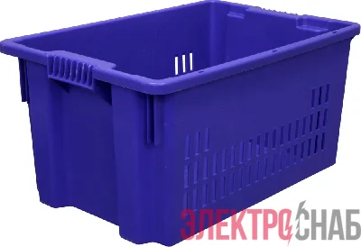 Ящик 600х400х300 дно сплошное, стенки перфорированные  синий 602 602