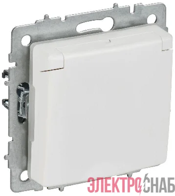 Розетка BRITE РСбш10-3-44-БрАБ 16А IP44 с заземл. защ. шторки с крышкой механизм арктич. бел. IEK BR-R16-16-44-K91
