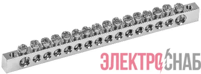 Шина PEN "земля-ноль" 6х9мм 16/2 Ni (16групп/крепеж по краям) IEK YNN11-16-100-N