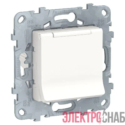 Механизм розетки UNICA NEW с защ. крышкой защ. шторки с заземл. 16А 250В IP40 бел. SchE NU503718TA