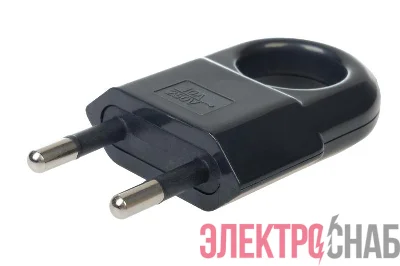 Вилка пластиковая прямая (евровилка CEE 7/16) б/з с кольцом 10А 250В IP20 черн. Duwi 30475 3