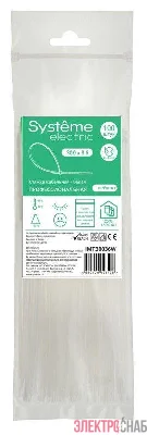 Стяжка кабельная 300х3.6 бел. (уп.100шт) SE IMT30036W