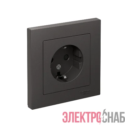 Розетка AtlasDesign с заземл. со шторками 16А в сборе базальт SE ATN001444