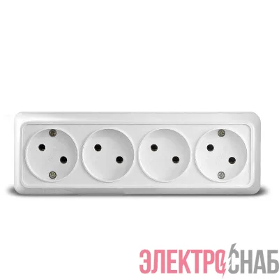 Розетка 4-м ОП Олимп 16А IP20 без заземл. бел. UNIVersal 1162
