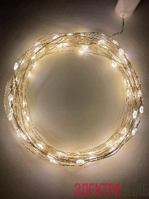 Гирлянда светодиодная "Нить" 10м 100LED тепл. свет 220В ЭРА Б0047964