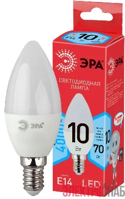 Лампа светодиодная ECO LED B35-10W-840-E14 (диод свеча 10Вт нейтр. E14) ЭРА Б0032963