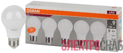 Лампа светодиодная LED Value LVCLA60 7SW/840 230В E27 2х5 RU (уп.5шт) OSRAM 4058075577657