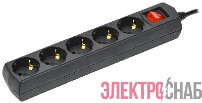 Удлинитель 5х3м с заземл. 10А IP20 У05В 250В ПВС 3х1 черн. GENERICA WYP10-10-05-03-ZK-K02-G