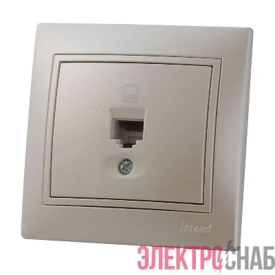 Розетка компьютерная 1-м СП Мира RJ45 жемчуж. бел. перламутр Lezard 701-3030-139