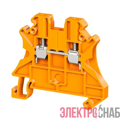 Клемма проходная винтовой зажим 2 точки подключения 4кв.мм оранж. DKC TUR-4R-OR