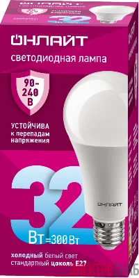 Лампа светодиодная 90 410 OLL-A70-32-230-6.5K-E27 32Вт грушевидная 6500К E27 90-240В PRO ОНЛАЙТ 90410