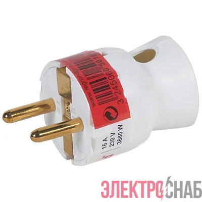 Вилка электрич. каб. Helium 16А нижний ввод с заземл. бел. Leg 050188