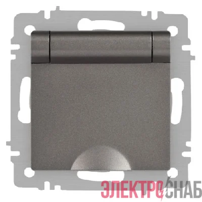 Розетка 1-м СП Accent 6-203-09 16А IP20 250В 2P+E Schuko с крышкой AL/CU титан Intro Б0063471