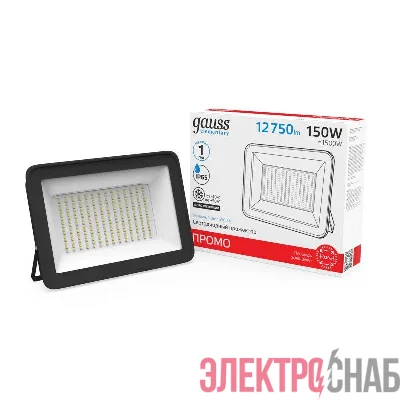 Прожектор светодиодный Elementary 150Вт 6500К IP65 12750лм ПРОМО G2 черн. GAUSS 613100150P