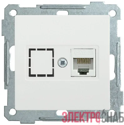 Розетка компьютерная СП Bolero РК11-1-Б RJ45 кат.6 механизм бел. IEK EKB16-01-K01