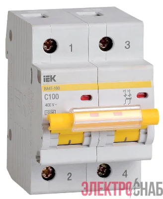 Выключатель автоматический модульный 2п C 100А 10кА ВА47-100 KARAT IEK MVA40-2-100-C