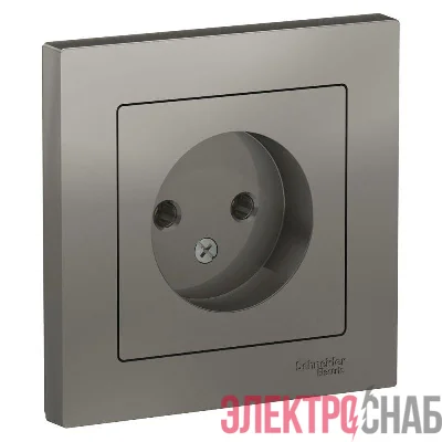 Розетка 1-м СП AtlasDesign 16А IP20 без заземл. в сборе сталь SE ATN000940