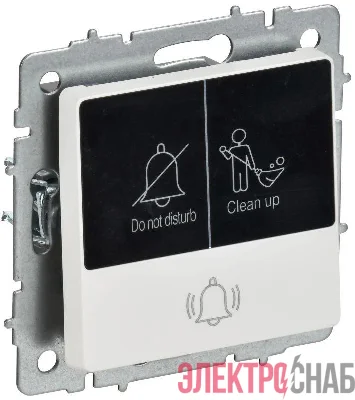 Кнопка звонка BRITE ВС10-1-9-БрАБ 10А для отелей с индикацией механизм арктич. бел. IEK BR-V14-2-10-K91