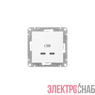 Розетка 2-м СП Эпика USB-C механизм бел. EKF UP1-SOW-2USBC