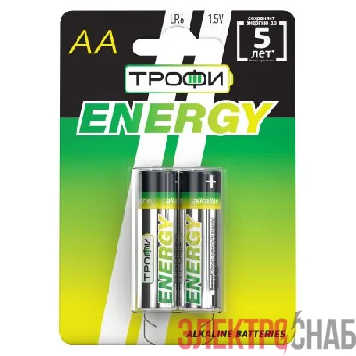 Элемент питания алкалиновый AA/LR6 LR6-2BL Eco (блист.2шт) Трофи Б0017045