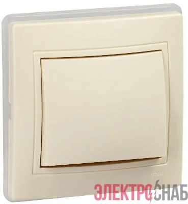 Выключатель 1-кл. СП Кварта ВС10-1-0-ККм-44 10А IP44 крем. IEK KV-V10-10-44-K33