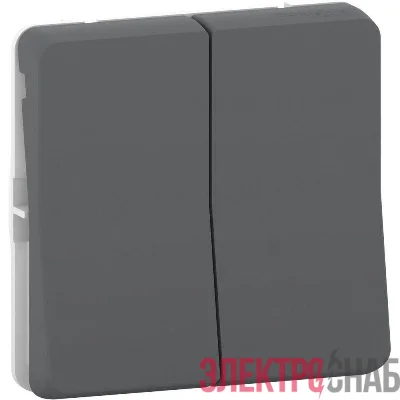 Механизм переключателя 2-кл. СП Mureva Styl 10А IP55 (сх. 6+6) антрацит SchE MUR35019