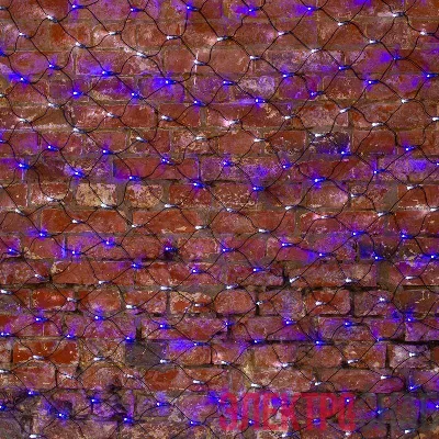 Гирлянда светодиодная "Сеть" 2х1.5м 288LED бел./син. 24Вт 220-240В IP65 с контроллером 8 режимов провод ПВХ черн. Neon-Night 215-022