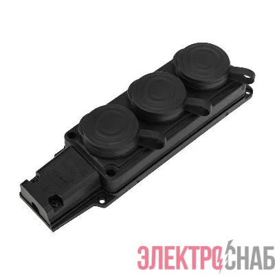 Колодка удлинителя 3-м 16А IP44 230В 2P+PE влагозащ. каучук PROCONNECT 111-113-4