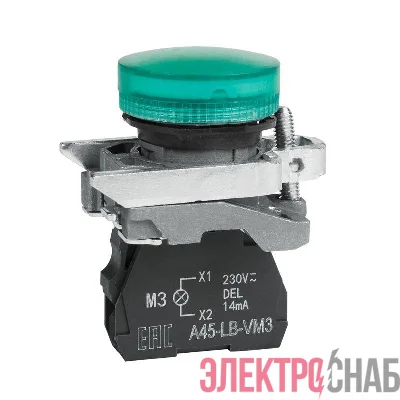 Лампа сигнальная OptiSignal D22 C4-L-M3 зел. металл 230-240VAC XB4BVM3 КЭАЗ 332174